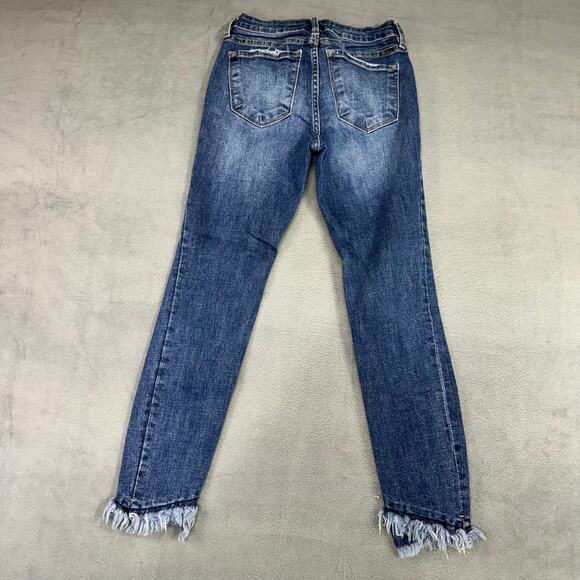 KanCan Distressed‎ Skinny Jeans Junior Women Blue Fringed Whisker 5/ 26 - Picture 9 of 10